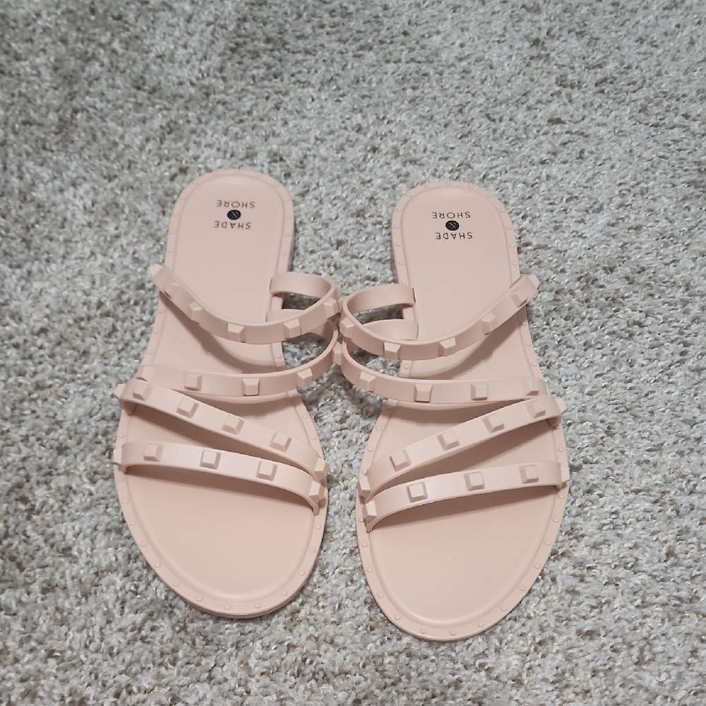 Shade & Shore Pink Studded Sandals